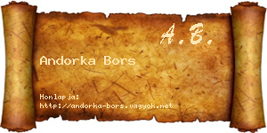 Andorka Bors névjegykártya